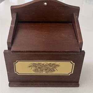 Vtg 1980s Wooden Recipe Card Box Sheest Design‎ Flip Lid
